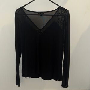 Express Black Mesh Long Sleeve Top